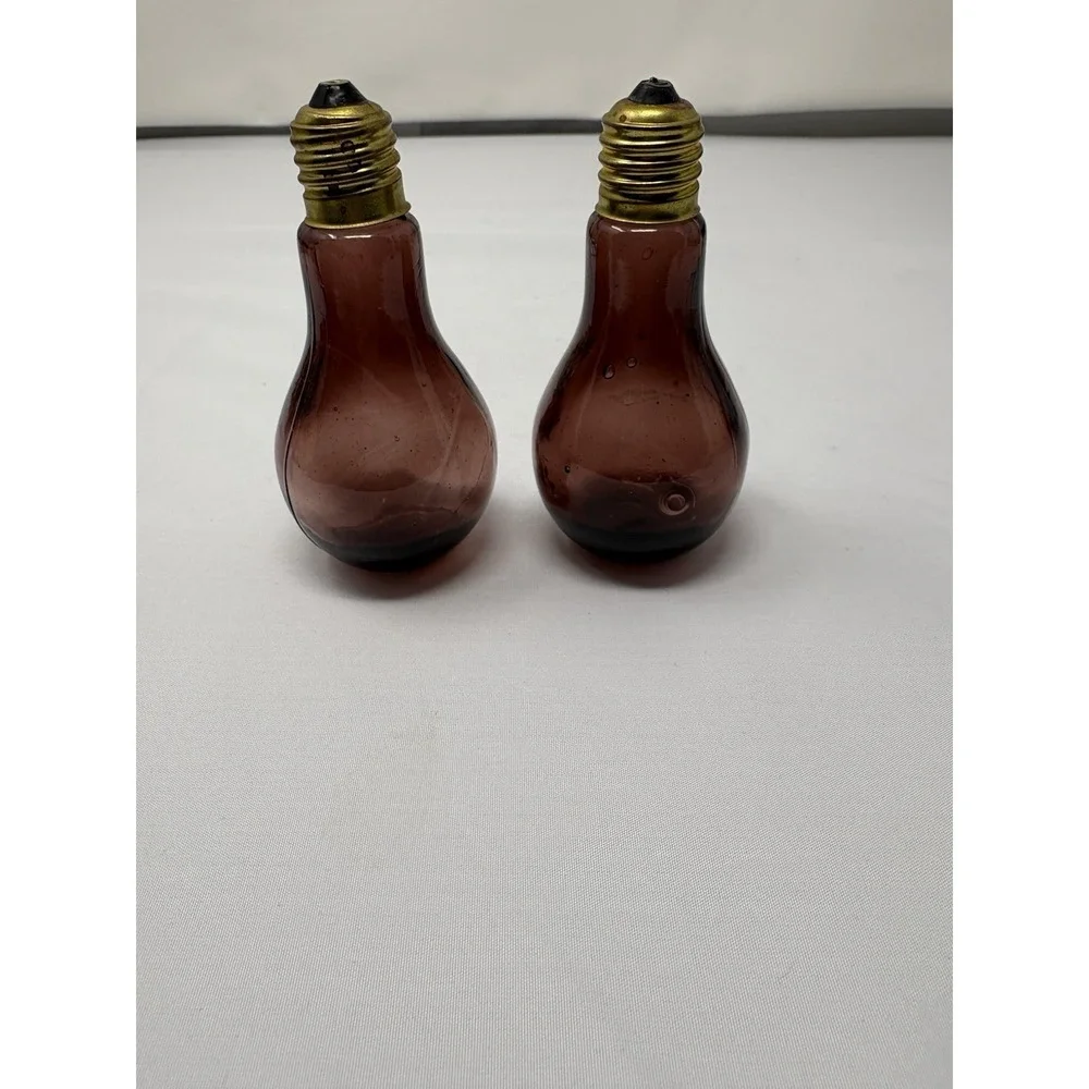 Vintage 1960s Purple Blown Glass Light Bulb Salt & Pepper Shakers Retro MCM Rare